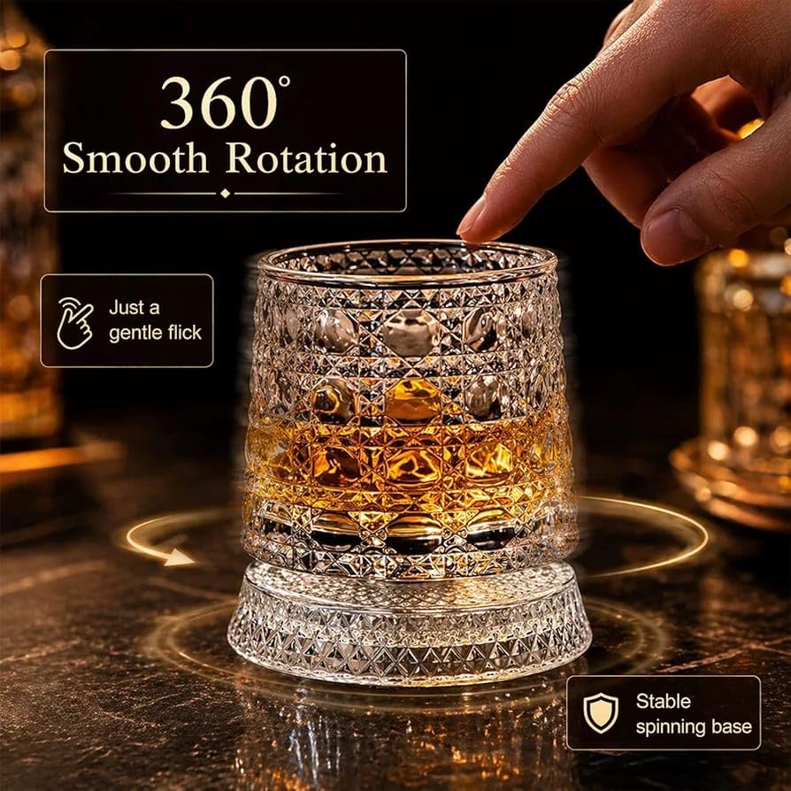 Premium Rotating Base Whiskey Glass