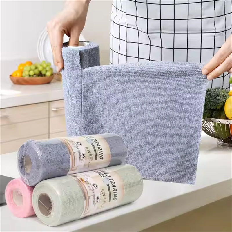 Reusable Microfiber Cleaning Cloth Roll (50 PCS)