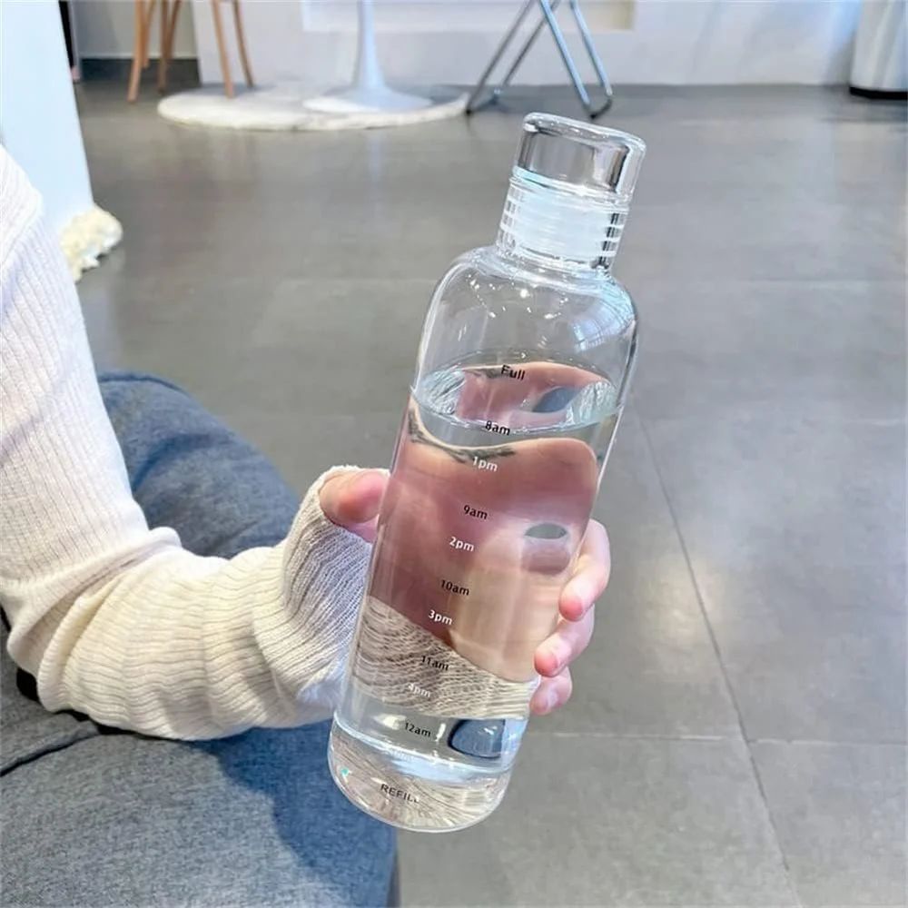 Glass Transparent Water Bottle