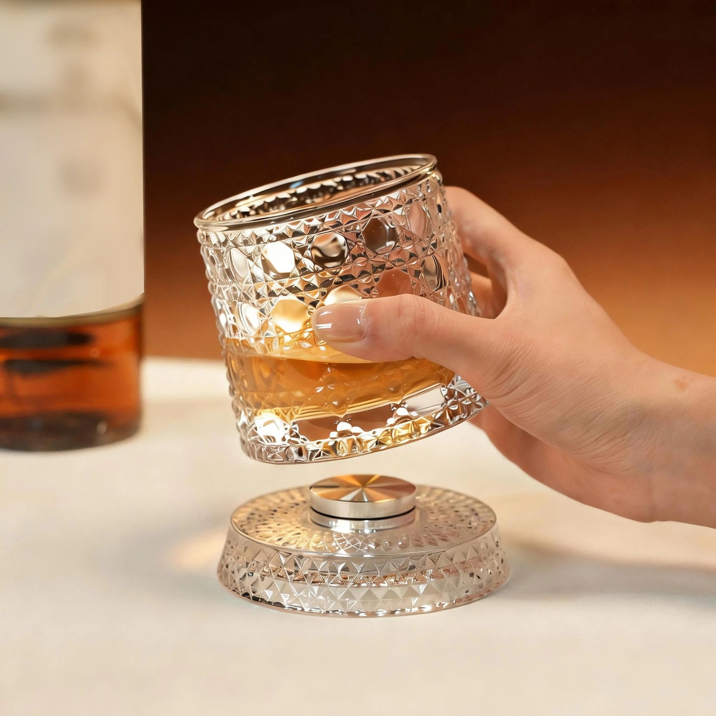 Premium Rotating Base Whiskey Glass