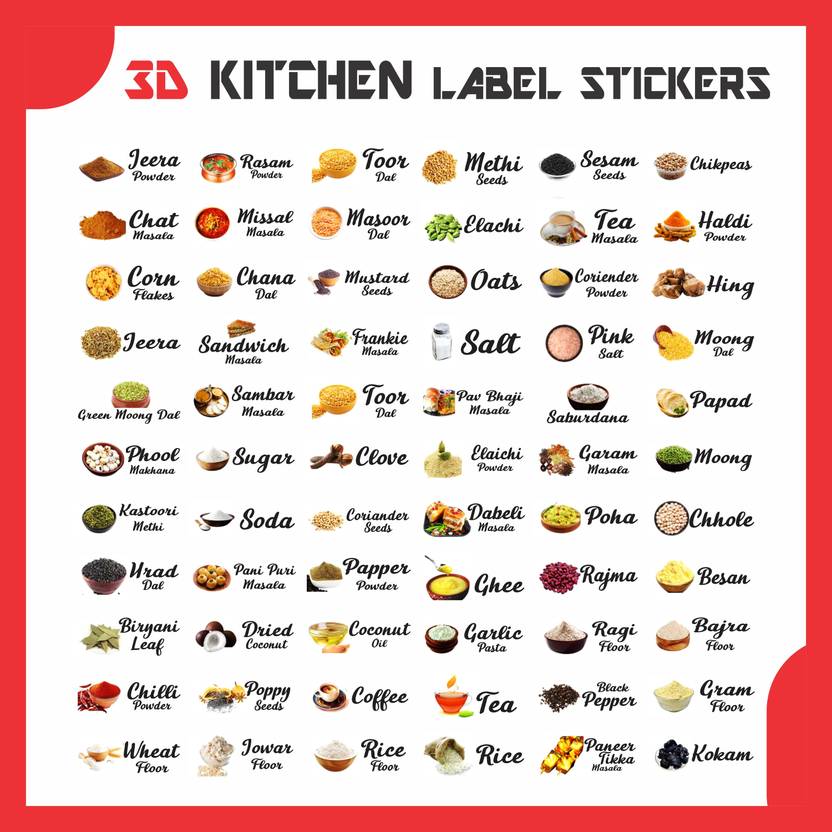 3D Kitchen Stickers - Pack Of 100