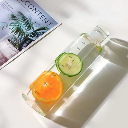 Glass Transparent Water Bottle